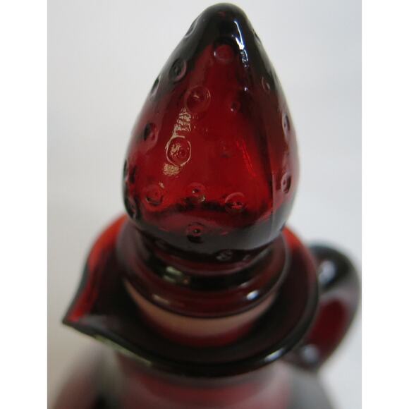 AVON Cape Cod Ruby Red Glass Set 2 Pitchers Strawberry Candle Vintage Cranberry - Picture 10 of 13